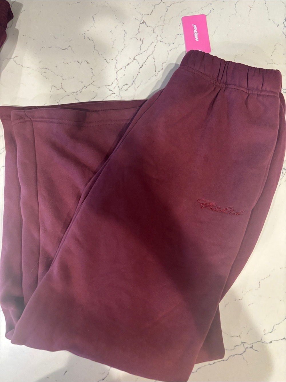 Edikted Wide Leg Cozy Pants in Deep Burgundy Sz XS NWT
